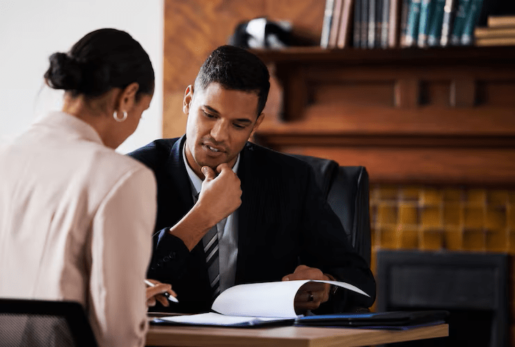 corporate advisory law-advisor-consulting-with-man